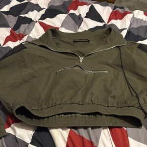 AKIRA Olive Cropped Jacket with Zippers